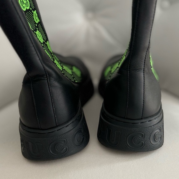 🔥MEN’S GUCCI CHELSEA GG LEATHER BOOT🔥 US Size 9.5🔥BLACK AND GREEN - Picture 8 of 12
